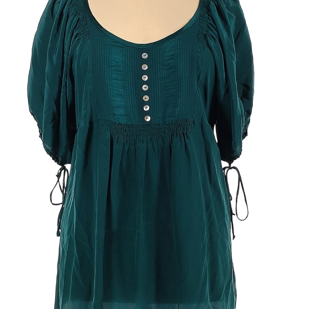 One West Short Sleeve Teal Blouse